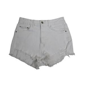 Zara Women's 4 High Rise White Cutoff Jean Shorts
